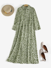 ZANZEA Women Elegant Shirt Dresses Printing Turn-Down-Collar Long Sleeve Vintage Long Dress Fashion Holiday Casual Loose Ladies Vestido Plus Size 2#