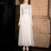 فستان مضيف نسائي لخريف 2022 فستان سهرة شبكي لامع مزين بالترتر لخريف 2022