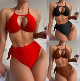 European and American fashion women's solid color two-piece swimsuit bikini