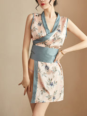 Ladies Fashion Simulated Silk Print Nightgown J1JX1447YML