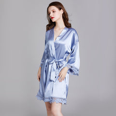 Women Kimono Gown Bathrobe Gown Soft Satin Sleepwear Nightdress Lace Kimono Robe Women Wedding Bride Bridesmaid Robes Home clothes