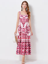 485 Shot Majolica Print Positioning Sling Waist Dress Back Elastic Skirt