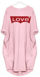 LOVE white Edge line color is random Primer Large size Easy long-sleeved Autumn and winter New trend Irregular