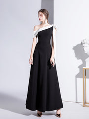 Black evening dress one-shoulder celebrity temperament banquet dress slim and long daily dress