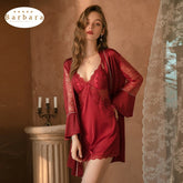 المرأة مثير رداء النوم ثوب النوم ثونغ مجموعة الساتان الدانتيل تنورة رقيقة فام الخامس طوق الساحرة المنزل الملابس الحمام ملابس خاصة