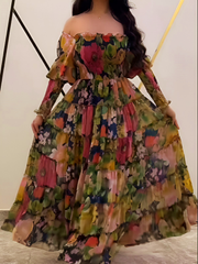 dark blue chiffon dress