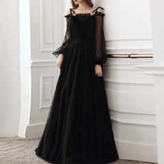 Ladies One Shoulder Long Long Sleeve Black Party Dress Fashion Party Dress