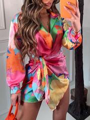 بلوزات صيفية طويلة موضة 2023 بلوزات غير رسمية بأكمام طويلة وطية صدر السترة على الشاطئ لقضاء العطلات بلوزات أنيقة للسيدات