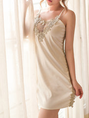 Sexy Lace Nightgown Women's Nightdress Deep V Sling Nightdress Home Service Short Skirt