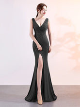 ladies fashion sexy Solid color Sleeveless Split ends Long Evening dress