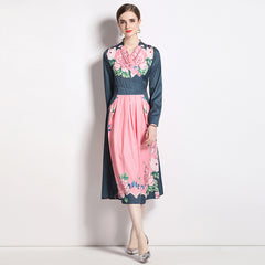 AliExpress Amazon Cross-border 2023 Autumn Long Skirt Women's Foreign Trade New Printed Dress