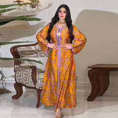 الملابس الإسلامية العربية دبي رداء تركي موضة مسلمة طباعة فستان الماس الساخن جلابية سيدة نمط الطباعة