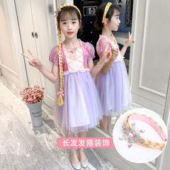 فستان بناتي صيفي جديد للفتيات الصغيرات فستان الأميرة على الطراز الغربي للأطفال الكبار تنورة خرافية ستة تنورة أداء واحدة