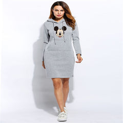 Autumn and winter new Mickey Mouse Mickey casual hooded sweater dress