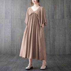 temperament sweet lady solid color seaside holiday wind leisure loose hanging long dress female summer