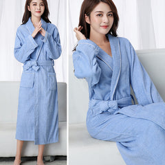 Cotton Waffle Bathrobes Men And Women Couples Absorbent Bathrobes Hotel Nightgown Bathrobe Lounge Negligee Sleepwear Plus Size Bathrobe