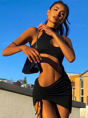 Irregular Cut Out Mini Bodycon Dress Summer Going Out Club Wear Sexy Outfits for Woman White Black Dresses