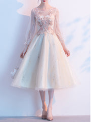 Ladies see-through neckline see-through sleeves short party dress birthday mini dress skirt banquet evening dress