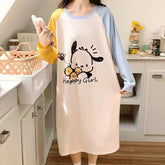 New style nightgown women's autumn and winter pajamas women's long-sleeved long skirt large size home clothes cotton