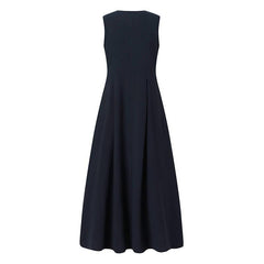 ZANZEA Elegant Women Sleeveless Sundress Summer Dress Fashion O Neck Solid Office Lady Midi Vestidos Robe Femme Sarafans Kaftan