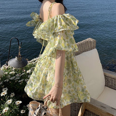 summer dress 2023 holiday sexy elegant casual women's party mini Short korean backless beach outfits floral boho dresses .