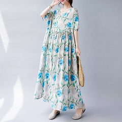 Small printed dress 150 pounds 180 pounds plus fat size dress fat mm large size women's temperament long dress