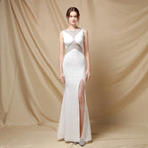 فستان زفاف نخب جديد حار موضة خريف 2022 فستان سهرة طويل أحمر ذيل السمكة رسن لحفلات الزفاف