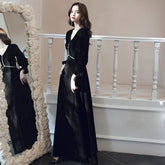 عرض ساخن فستان سهرة فرنسي مخملي بطراز جديد للسيدات 2022 فستان الملكة الجديد للولائم بمزاجية هالة كم طويل فستان الاجتماع السنوي