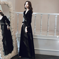 عرض ساخن فستان سهرة فرنسي مخملي بطراز جديد للسيدات 2022 فستان الملكة الجديد للولائم بمزاجية هالة كم طويل فستان الاجتماع السنوي