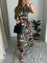 Multicolored Geometric Print Sleeveless Dress