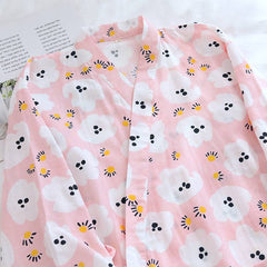 New Japanese Kimono Spring And Summer Ladies Robe 100% Cotton Gauze Long sleeved Nightgown Plus Size Bathrobe Soft And Steaming