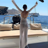 فستان طويل مثير للسيدات بدون ظهر فستان طويل للحفلات الليلية بوهو للشاطئ وعطلات بيكيني فستان للحماية من الشمس