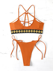 knitted belt split swimsuit bikini