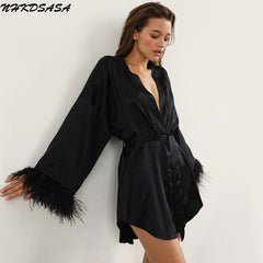 Women Silk Satin Short Night Robe Solid Kimono Robe Fashion Bath Robe Sexy Bathrobe Peignoir Femme Wedding Bride Bridesmaid Robe