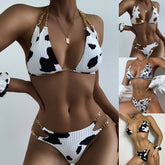 New bikini chain sexy backless split swimsuit European and American foreign trade cow print bikini