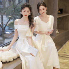 Champagne bridesmaid dress long 2022 spring and summer new bridesmaid dress wedding sister dress graduation dress slim