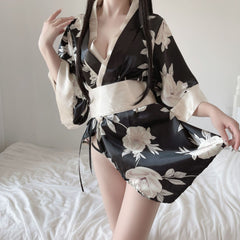 European and American women's fashion silk printing nightgown