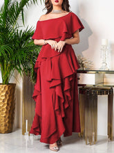 Rose Elegant Off-Shoulder Cake Dress