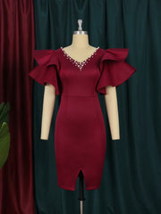 الأوروبية والأمريكية شبكة الحفر الساخن شرابة منظور مثير فستان سهرة ضيق فستان المرأة) (قليلا من الترتر)