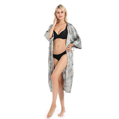 Satin Sleepwear Female Intimate Silky Bathrobe Gown Casual Kimono Robe Sexy Homewear Nightgown Long Sleepwear Bathrobe Dressing Pajamas