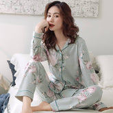 women sleepwear Spring and autumn new style cotton pajamas women cotton long sleeved suit, women nightgowns