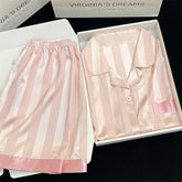 Luxurious chic summer silky women's pajamas short-sleeved home clothes thin section silk suit