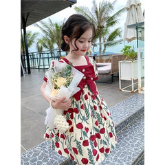Original girl rose garden dress summer dress 2023 new children's dress French little girl skirt