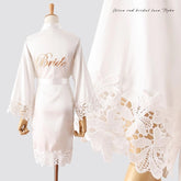 Summer Lace Sleepwear Wedding Robe Gown Bride Bridemaid Solid Kimono Bathrobe Women Casual Home Night Dress M L Xl