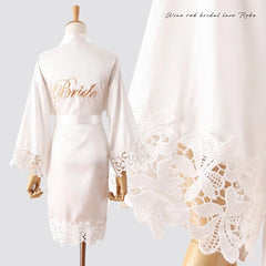 Summer Lace Sleepwear Wedding Robe Gown Bride Bridemaid Solid Kimono Bathrobe Women Casual Home Night Dress M L Xl