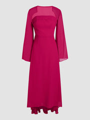 Rose Red Elegant Chiffon Dress