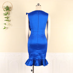 Women Dress O Neck Sleeveless Bodycon Classy Ruffle Plus Size Elastic Slim Vintage Evening Party Birthday Summer 2021 Female New
