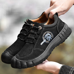 Leather shoes men's large size outdoor real cowhide first layer dad shoes non-slip high-top hiking shoes