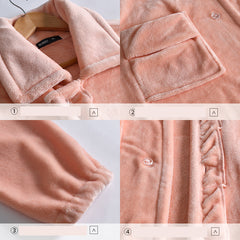 Flannel Nightdress Women Winter Thicken Home Wear Lengthen Bath robe Oversize Buttons Daily Wear Pajamas Lady Nightgown Lapel Sleepwear