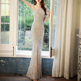 Women's Long Sequined Mermaid Slim Party Evening Dress LX259